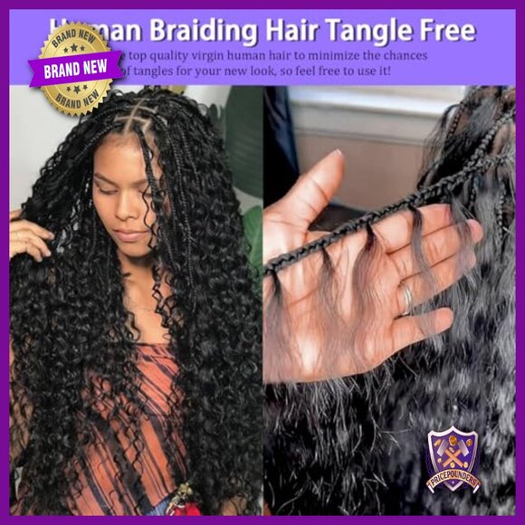 24 Inch Curly Human Hair Extensions 110g Boho Braiding Hair 3 Bundles main image 4